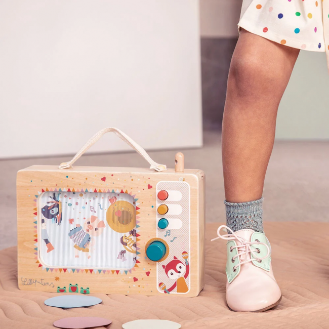 Drewniana animowana pozytywka Lilliputiens - Telewizor