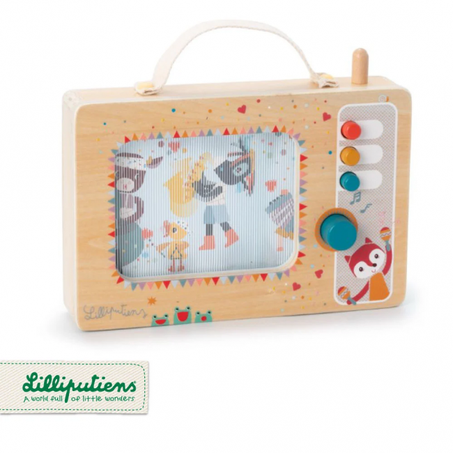 Drewniana animowana pozytywka Lilliputiens - Telewizor
