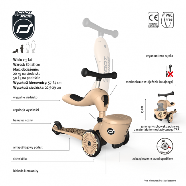 Hulajnoga i rowerek 2w1 Highwaykick 1 Lifestyle SCOOTANDRIDE 1-5 lat - Leopard