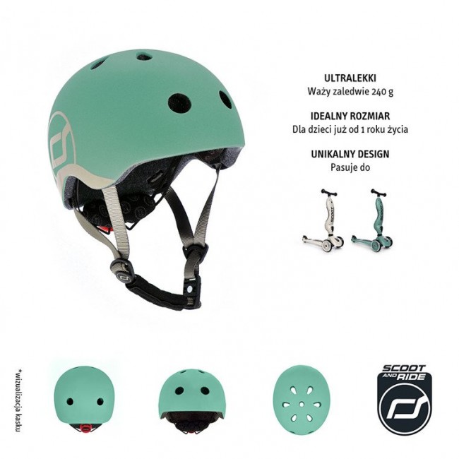 Zestaw Hulajnoga i rowerek 2w1 Highwaykick 1 SCOOTANDRIDE + kask XXS-S Forest