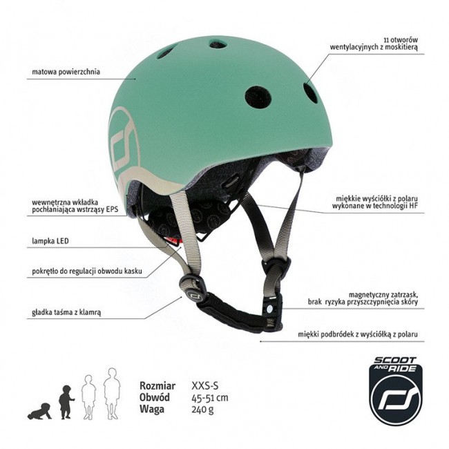 Zestaw Hulajnoga i rowerek 2w1 Highwaykick 1 SCOOTANDRIDE + kask XXS-S Forest