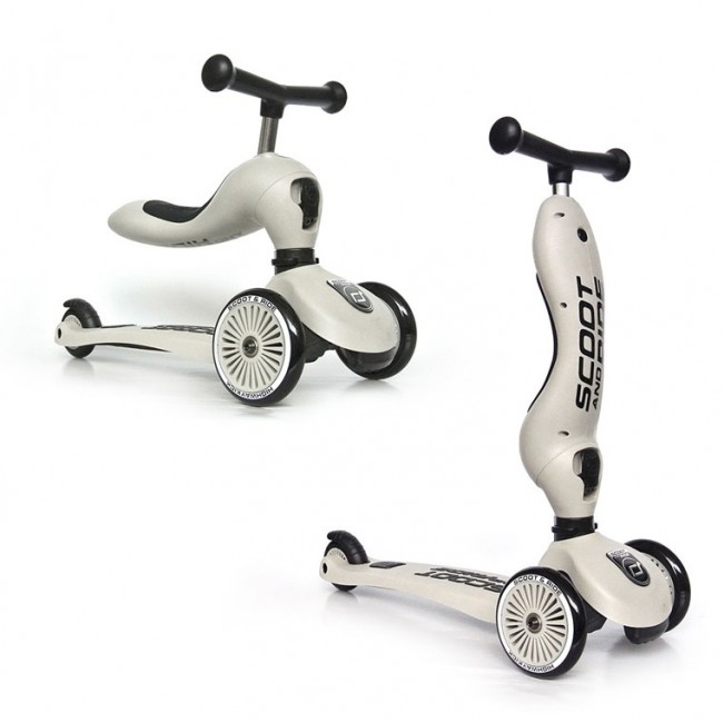 Zestaw Hulajnoga i rowerek 2w1 Highwaykick 1 SCOOTANDRIDE + kask XXS-S Ash