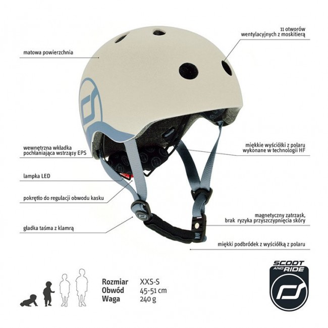 Zestaw Hulajnoga i rowerek 2w1 Highwaykick 1 SCOOTANDRIDE + kask XXS-S Ash