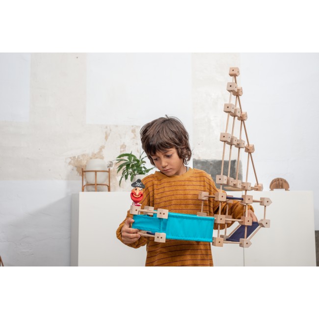 Drewniane klocki konstrukcyjne Mini Trigonos M - 85 el.