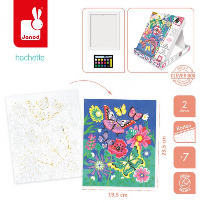 Zestaw kreatywny Malowanie po numerach Janod - Motyle 7+