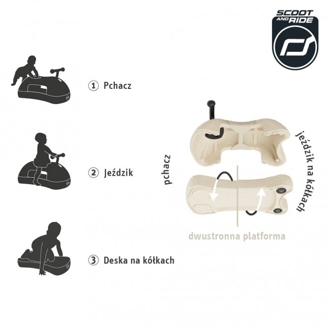 Jeździk pchacz 3w1 My First SCOOTANDRIDE - Rose