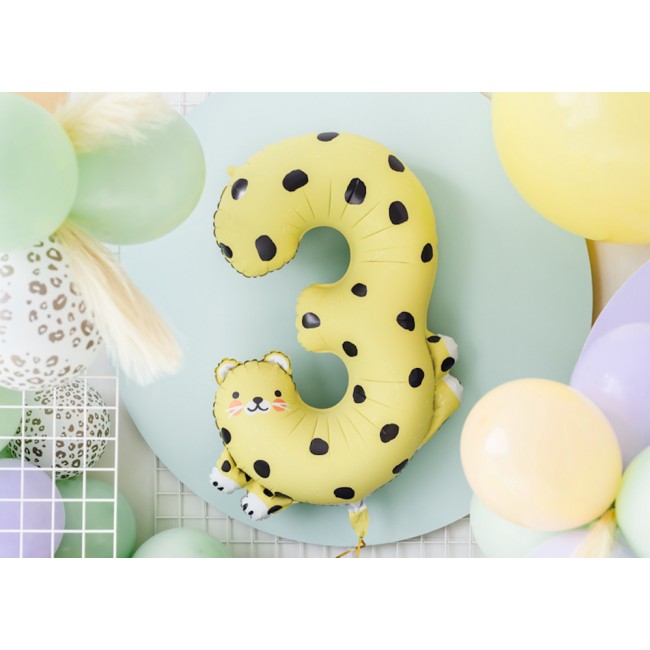 Balon foliowy Party Deco 98 cm - Cyfra 3 Gepard