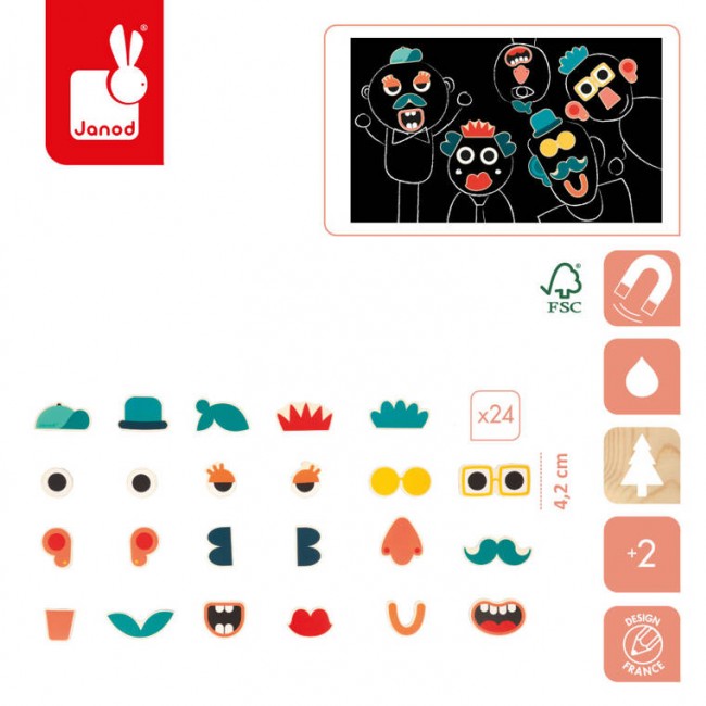 Zestaw magnesów Mix and match Janod 24szt. - Portrety