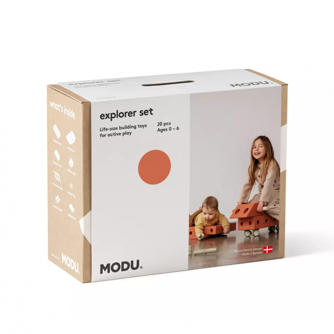 Kreatywne klocki rozwijające motorykę dużą Explorer set MODU - pomarańczowy 15w1