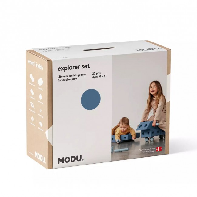 Kreatywne klocki rozwijające motorykę dużą Explorer set MODU - niebieski 15w1