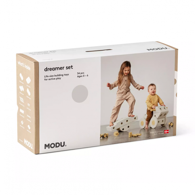 Kreatywne klocki rozwijające motorykę dużą Dreamer set MODU - piaskowy szary 25w1