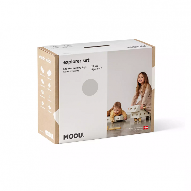 Kreatywne klocki rozwijające motorykę dużą Explorer set MODU - piaskowy szary 15w1