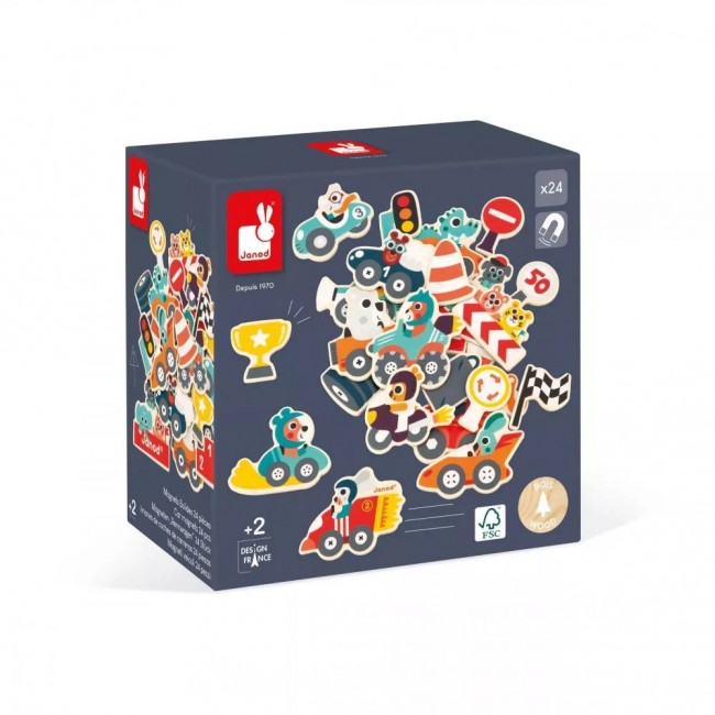 Zestaw magnesów 24 szt. Janod - Samochody