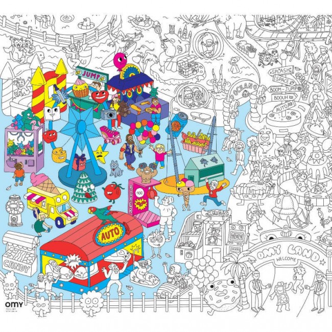 Gigantyczna kolorowanka OMY - Park rozrywki 100x70 cm