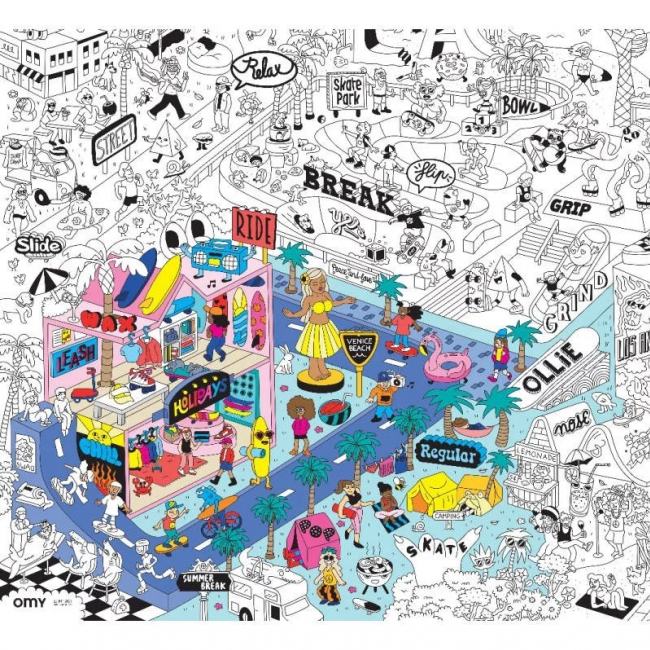 Gigantyczna kolorowanka OMY - Surf & Skate 100x70 cm