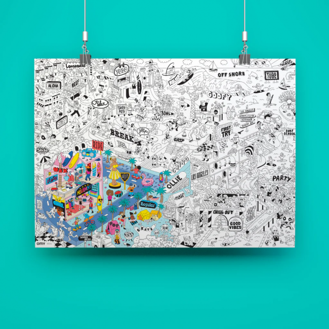 Gigantyczna kolorowanka OMY - Surf & Skate 100x70 cm