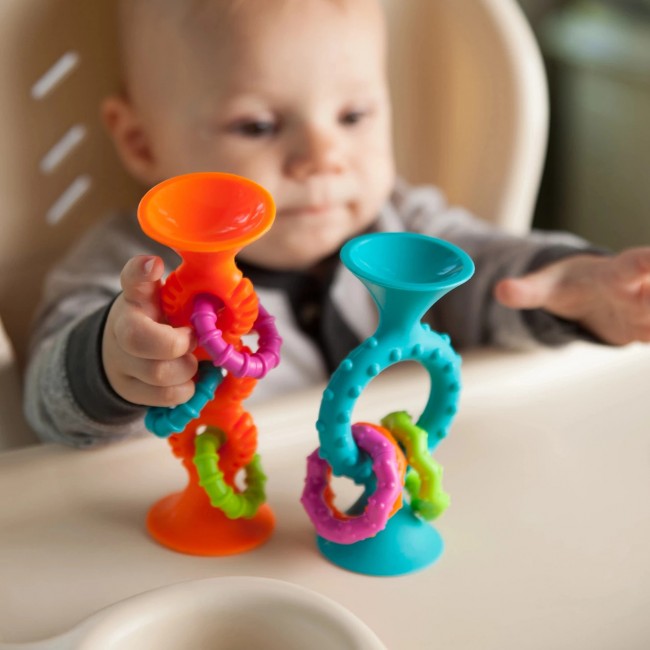 Grzechotka Przyssawka Pip Squigz Loops Fat Brain Toys - Bobo Blue