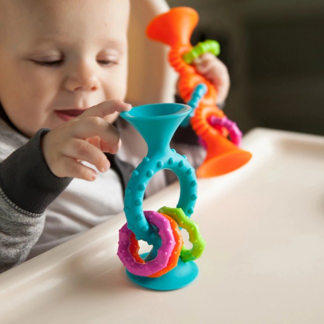 Grzechotka Przyssawka Pip Squigz Loops Fat Brain Toys - Bobo Blue