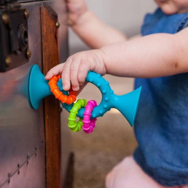 Grzechotka Przyssawka Pip Squigz Loops Fat Brain Toys - Bobo Blue