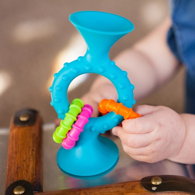 Grzechotka Przyssawka Pip Squigz Loops Fat Brain Toys - Bobo Blue