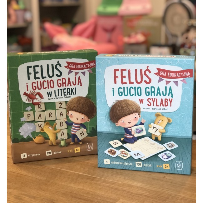 Gra Feluś i Gucio grają w sylaby wydawnictwo Nasza Księgarnia