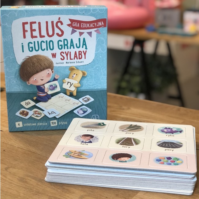 Gra Feluś i Gucio grają w sylaby wydawnictwo Nasza Księgarnia