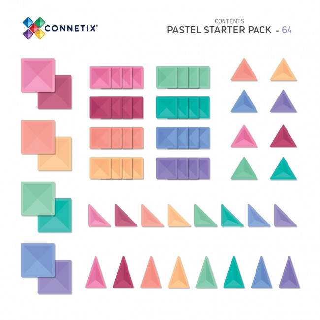 Klocki magnetyczne Connetix - Pastel Starter Pack 64 el.