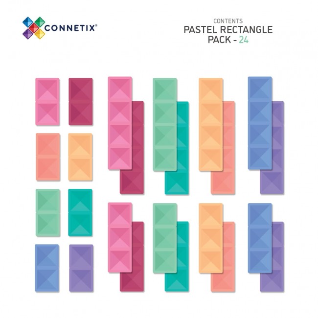 Klocki magnetyczne Connetix - Pastel Rectangle Pack 24 el.