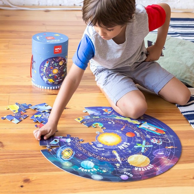 Puzzle okrągłe w tubie Apli Kids - Układ Słoneczny 5+