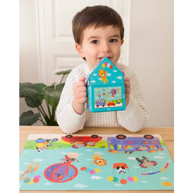 Puzzle w kartonowym domku Apli Kids - Safari 3+