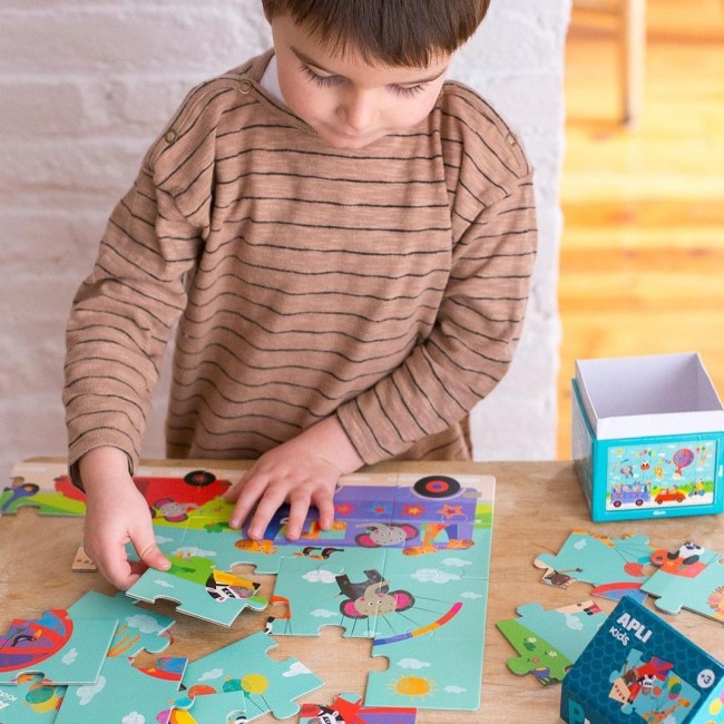 Puzzle w kartonowym domku Apli Kids - Safari 3+