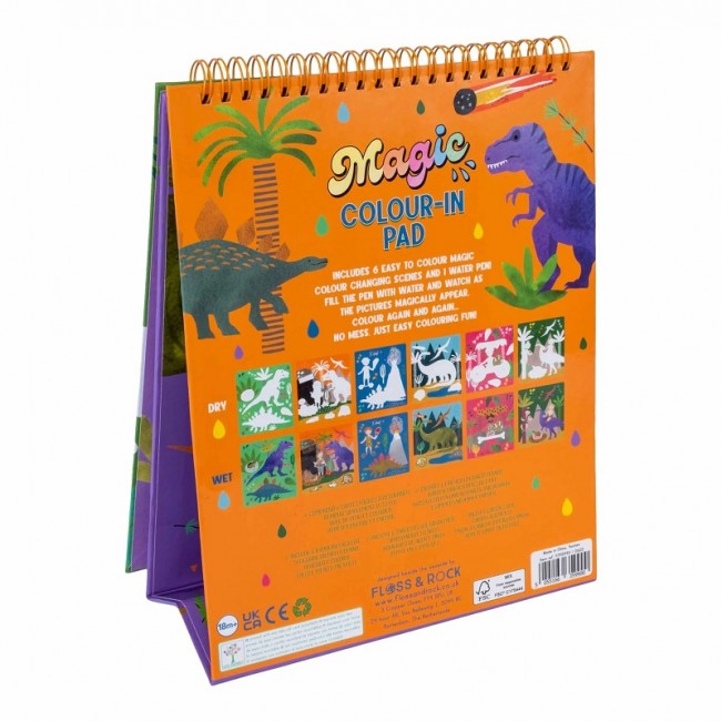 Magiczne kolorowanki wodne z podpórką Floss&Rock - Dinozaury