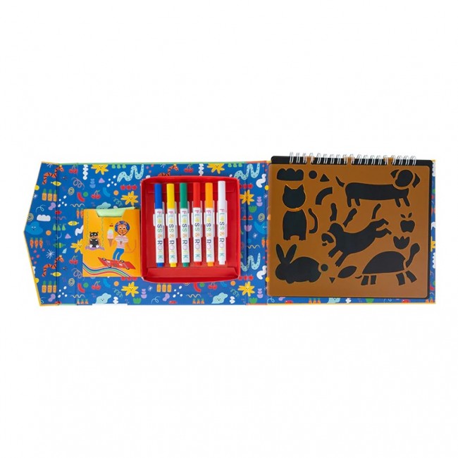 Szkicownik z kredowymi pisakami Floss&Rock - Zwierzęta