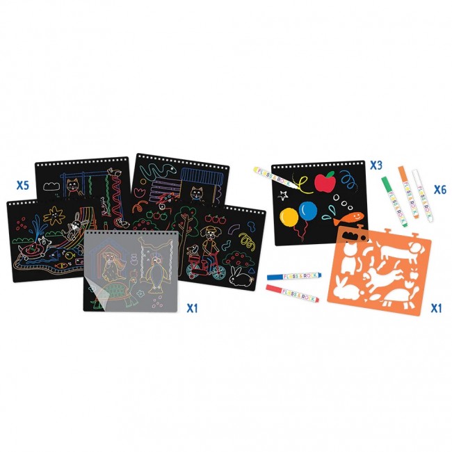 Szkicownik z kredowymi pisakami Floss&Rock - Zwierzęta