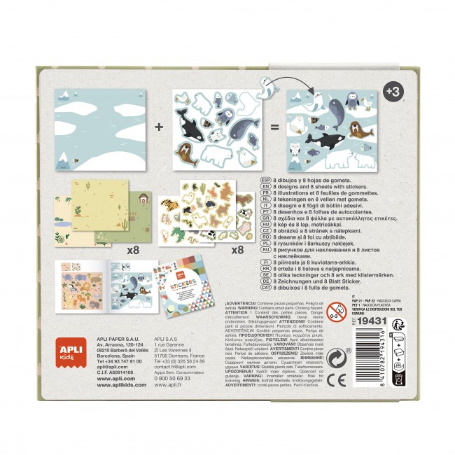 Zestaw z naklejkami Apli Kids - Zwierzęta i ich środowisko