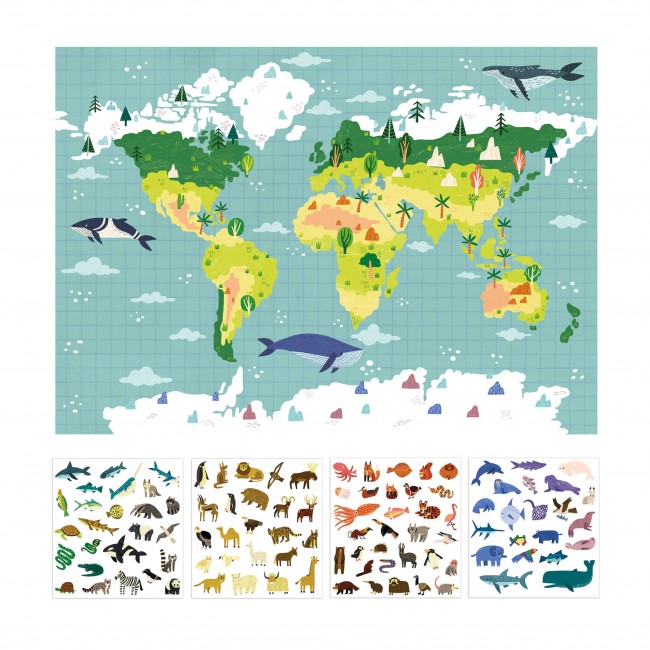 Plakat z naklejkami Apli Kids - Mapa Świata