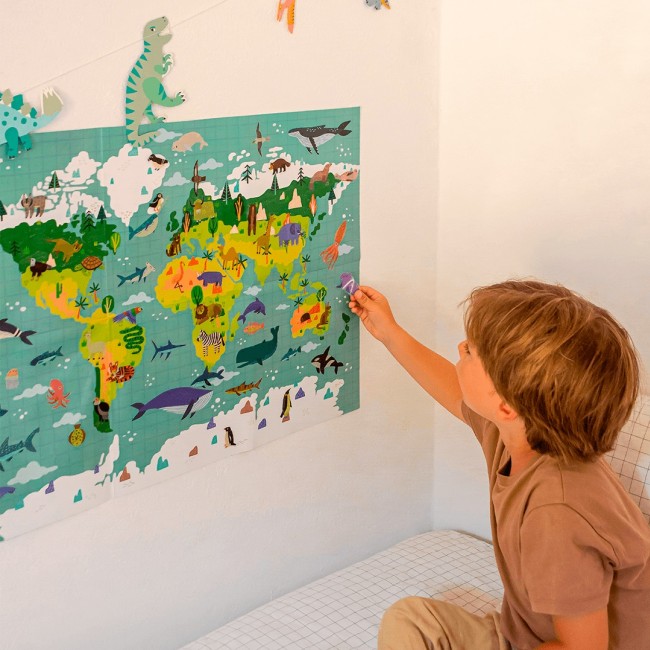 Plakat z naklejkami Apli Kids - Mapa Świata