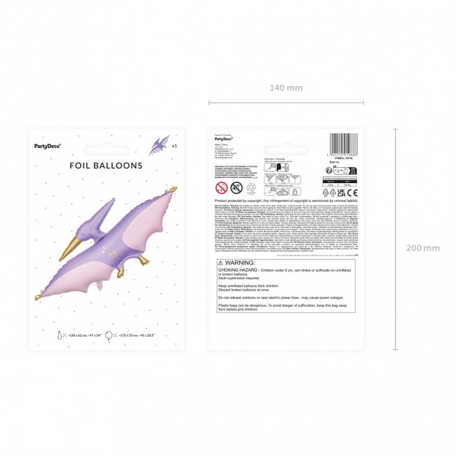 Balon foliowy Party Deco - Pterodaktyl 120 x 62 cm