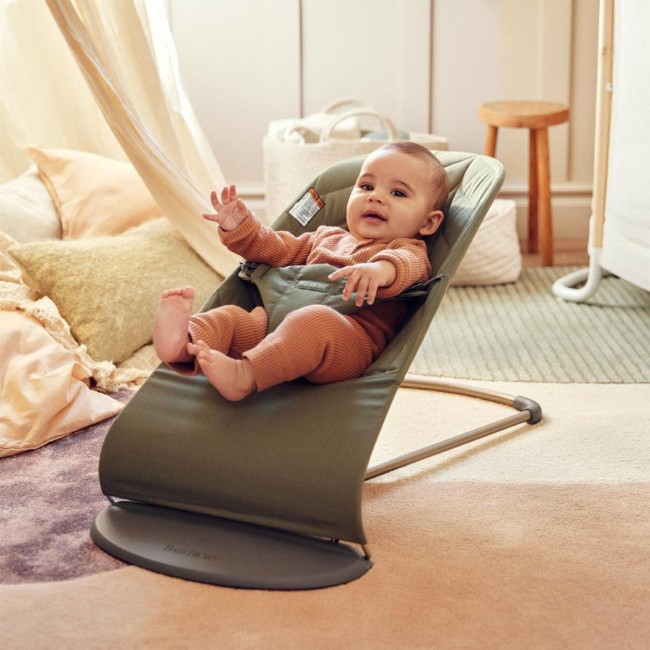 Leżaczek BABYBJORN BLISS WOVEN Petal Quilt - Ciemny Zielony