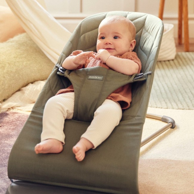 Leżaczek BABYBJORN BLISS WOVEN Petal Quilt - Ciemny Zielony