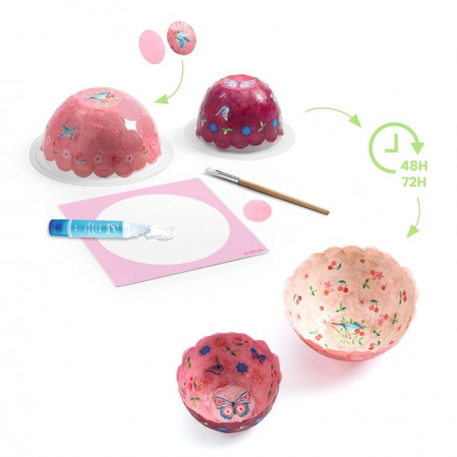 Zrób to sam Djeco - Papierowe miseczki różowe