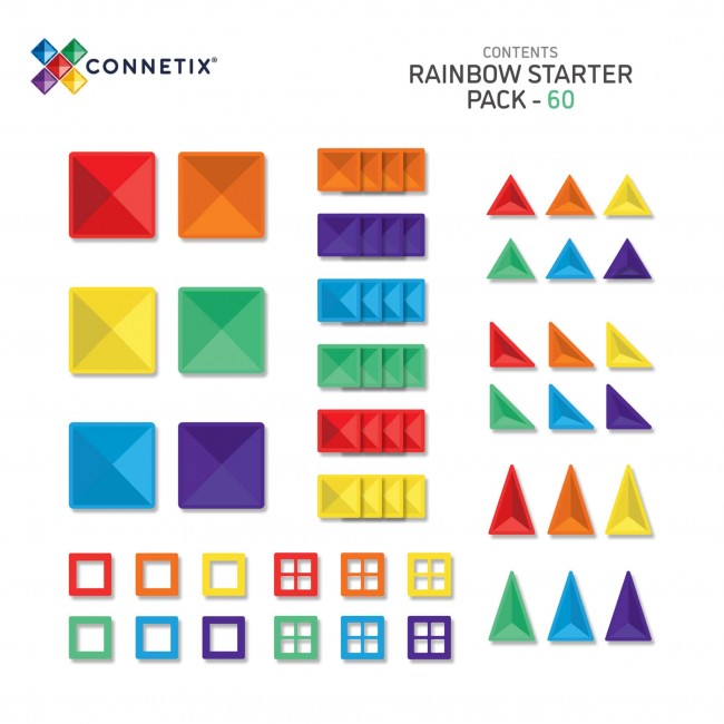 Klocki magnetyczne Connetix - Rainbow Starter Pack 60 el.