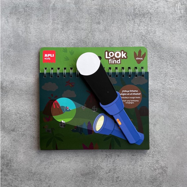 Książeczka z magiczną latarką Apli Kids - Dinozaury