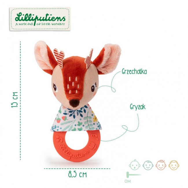 Grzechotka z silikonowym gryzakiem Lilliputiens - Sarenka Stella