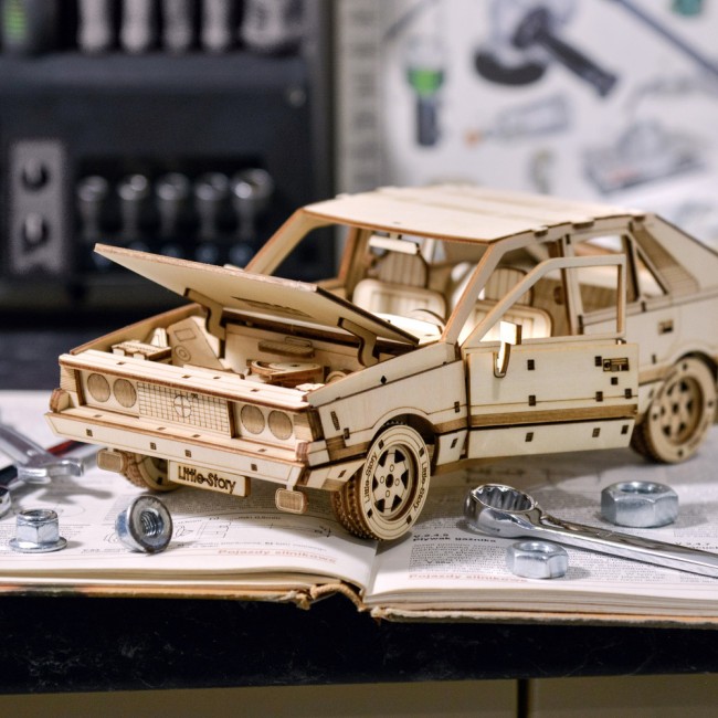 Drewniane Puzzle Model 3D Little Story - FSO Polonez 1500