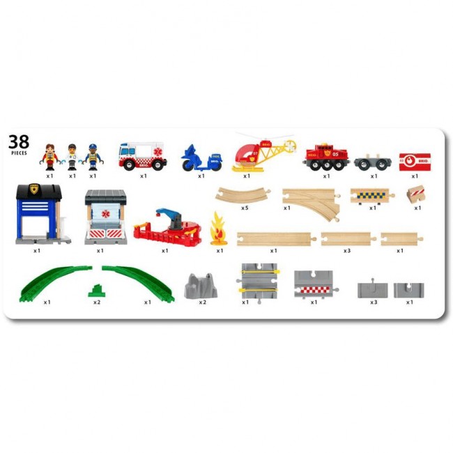 Zestaw Kolejki Deluxe BRIO World - Straż Pożarna i Policja
