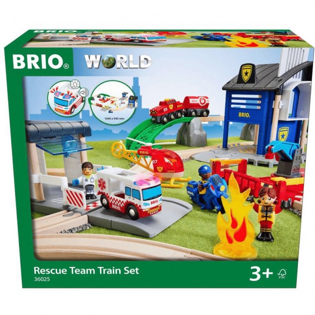 Zestaw Kolejki Deluxe BRIO World - Straż Pożarna i Policja