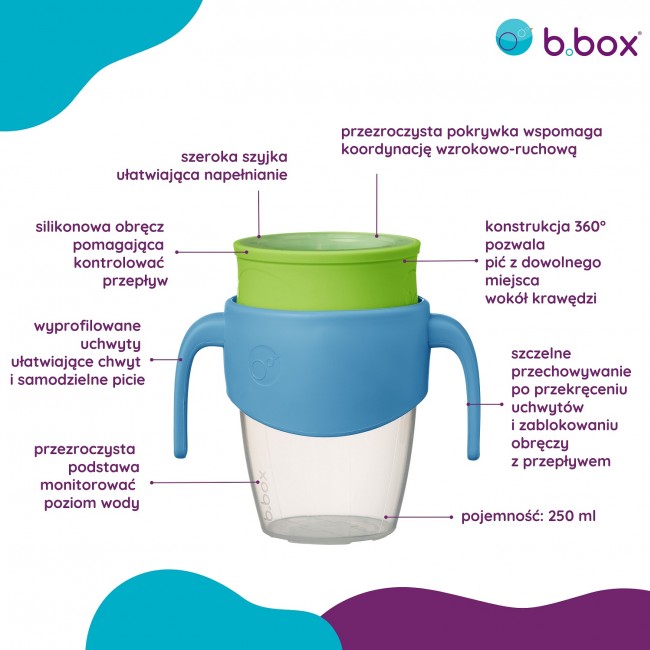 Kubek 360 do nauki picia dla dzieci - kubek treningowy niekapek B.box - Ocean Breeze