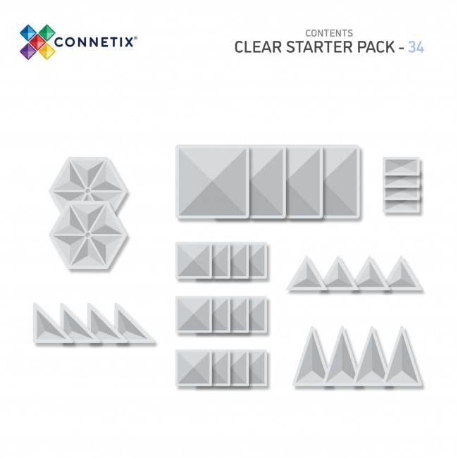 Klocki magnetyczne Connetix - Clear Starter Pack 34 el.
