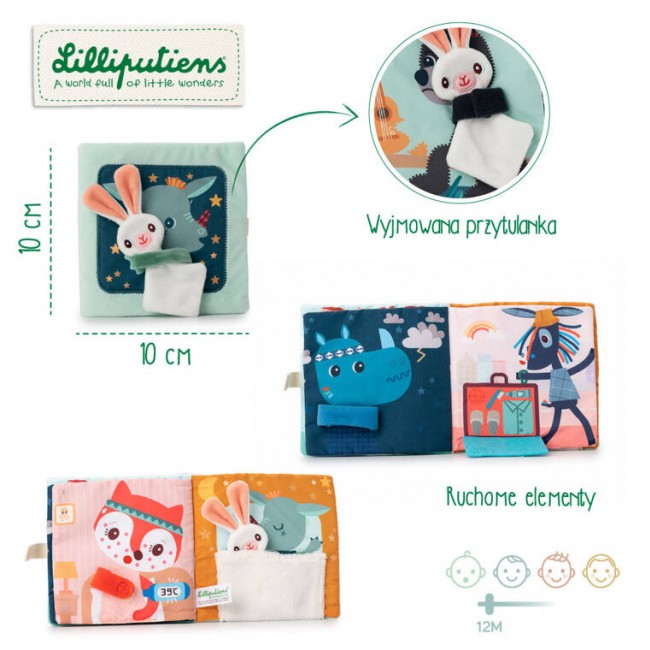 Miękka książeczka aktywizująca z mini-komforterem Lilliputiens - Joe i jego przytulanka
